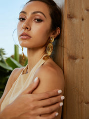 Altın Şelale Dokulu Küpeler