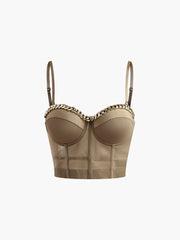 Zincirli Yarı Şeffaf Örgü Korse