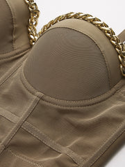 Zincirli Yarı Şeffaf Örgü Korse