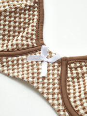 Kontrast Desenli Bağlama Bikini Takımı