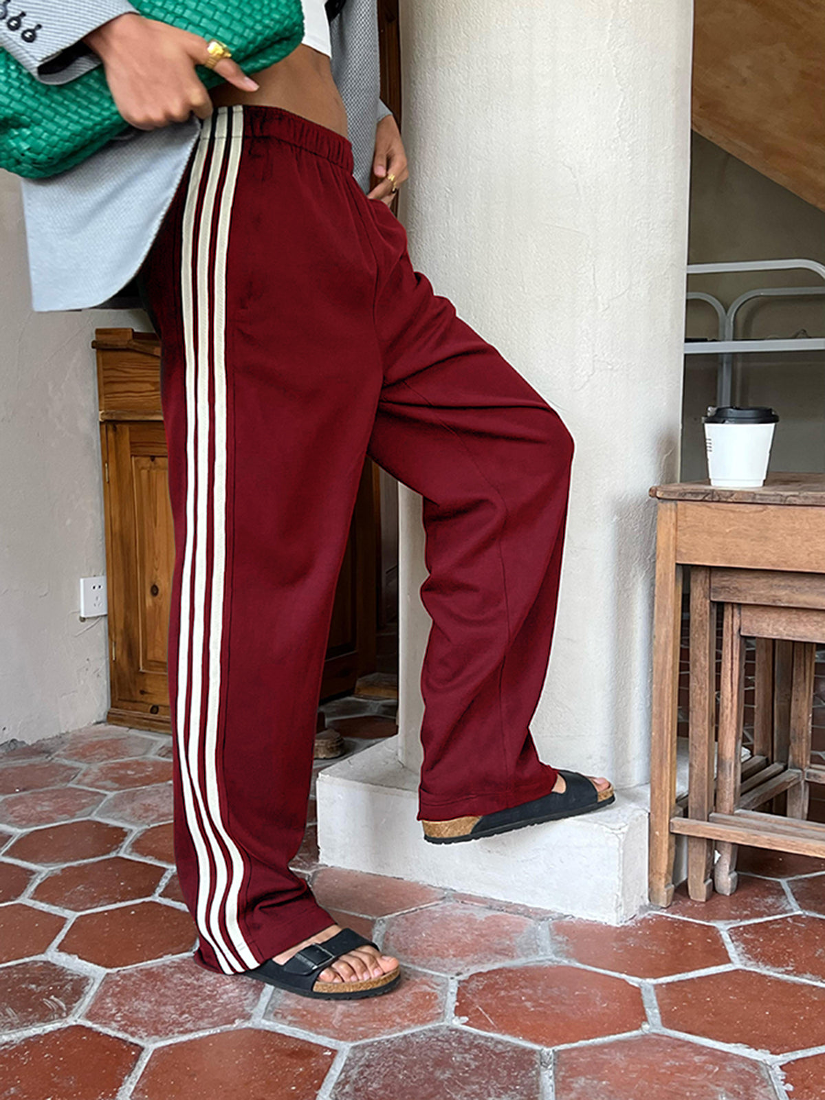 Gündelik Çizgili Parçalı Pantolon