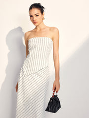 Asimetrik Çizgili Boru Etek Takımı