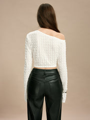 Soğuk Omuz Kesik Plise Tişört