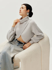 Yüksek Yaka Şişimli Kollu Kazak