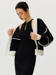 Renk Bloklu Örgü Hırka