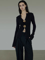 Bohem Bölünmüş Örgü Tişört