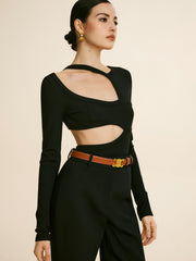 Kesik Detaylı Düz Tişört