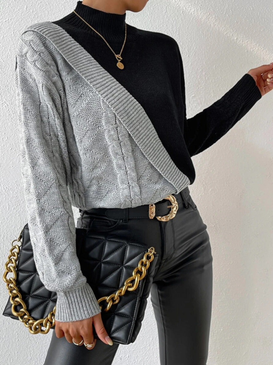 Geniş Kesim Renk Bloklu Kazak