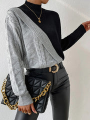 Geniş Kesim Renk Bloklu Kazak