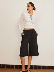 Kemer Detaylı Düz Tişört