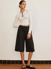 Kemer Detaylı Düz Tişört