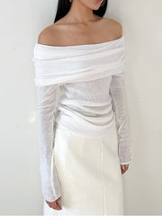 Yarı Şeffaf Omuzları Açık Gömlek