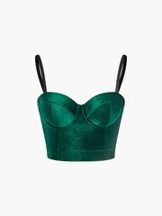 Kadife Kolsuz Kısa Elbise Kalp Yaka