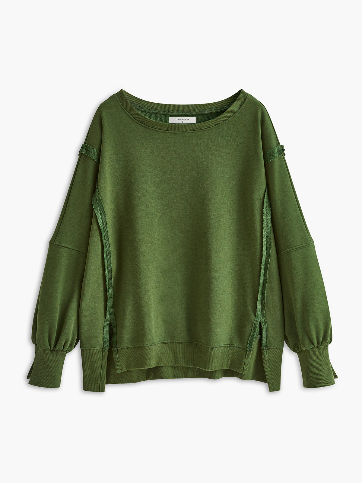 Düz Pamuklu Yırtık Sweatshirt