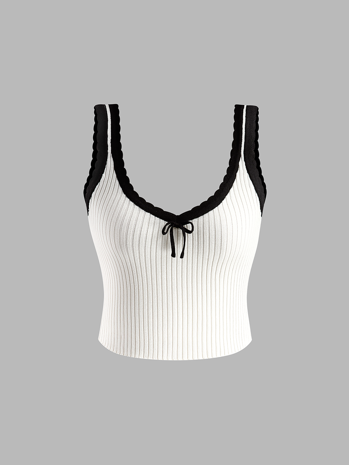 Kontrast Kenarlı Kısa Kazak Yelek