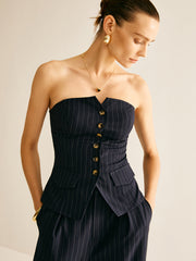 Askısız Sarılı Göğüslü Dar Kesim Yelek