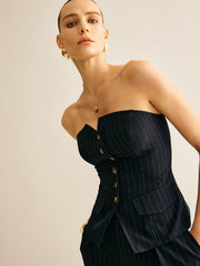 Askısız Sarılı Göğüslü Dar Kesim Yelek