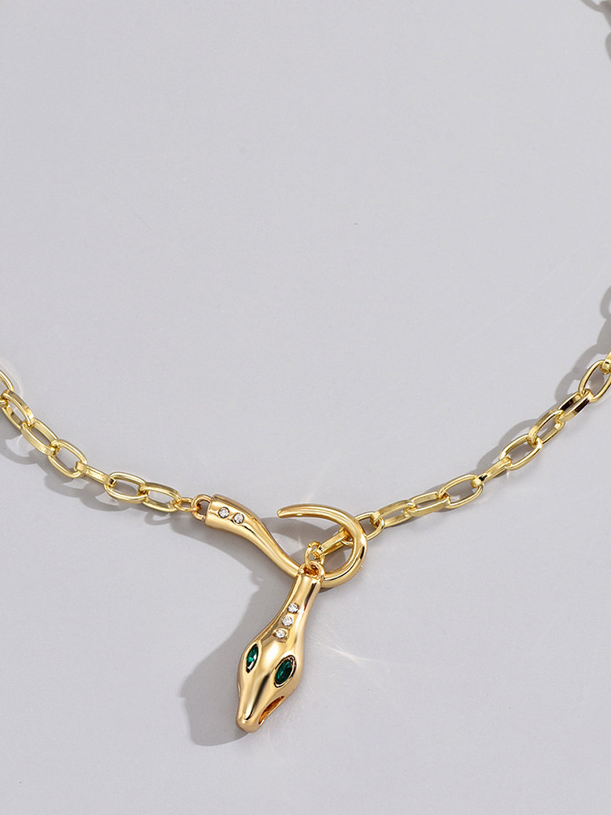 Taşlı Strass Yılan Zincir Kolye