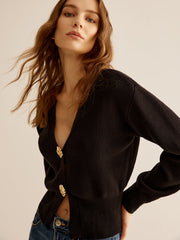 Isıtan Örgü V Yaka Kardigan