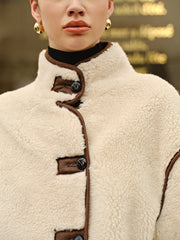 Kontrast Şeritli Peluş Ceket