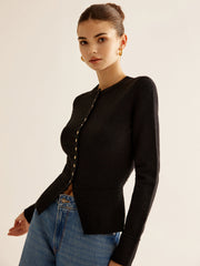 Düğmeli Yırtmaçlı Dar Kesim Kaban