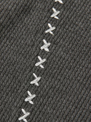 Ribanalı Boğazlı Nakışlı Tişört