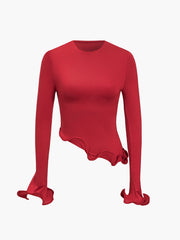 Asimetrik Dalga Kenarlı Tişört