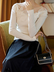 Çiçek Desenli Ribana Dar Tişört