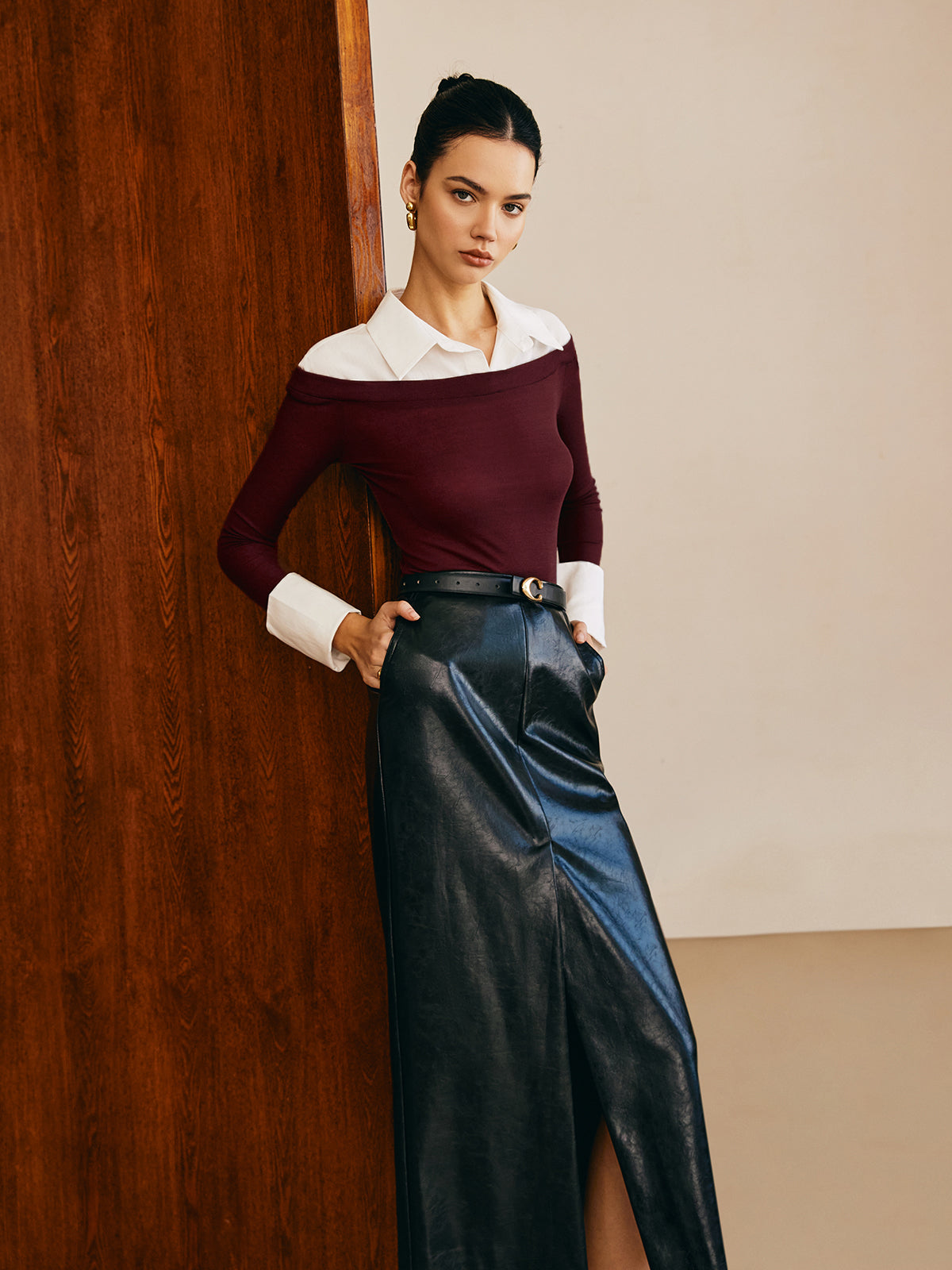 Yarı Şeffaf Panelli Jersey Slim Üst
