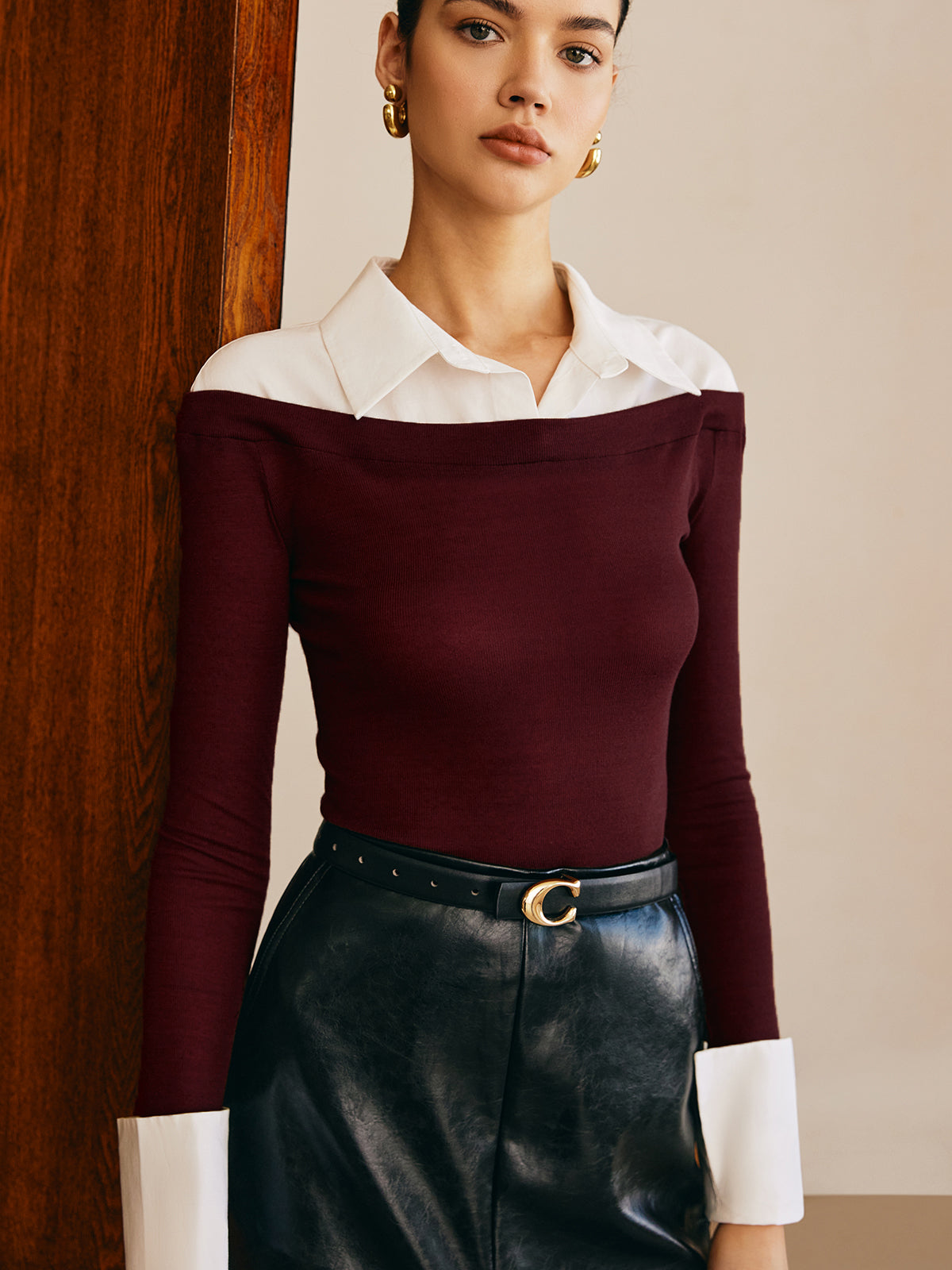 Yarı Şeffaf Panelli Jersey Slim Üst