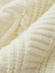 V Yaka Düğmeli Kablolu Hırka