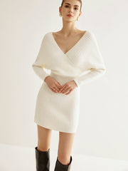 Çapraz Bağlı Kısa Kazak Elbisesi