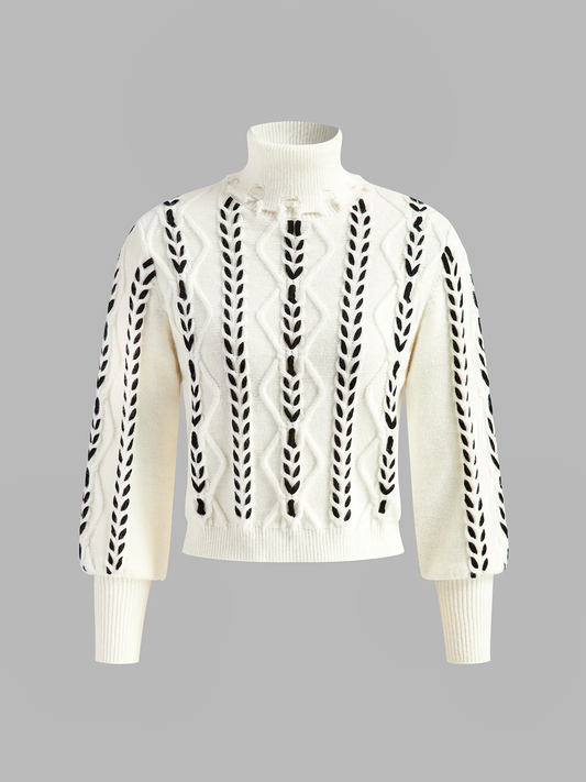 Turtleneck Raw Skirt Twist Kazak