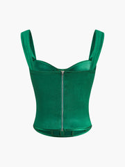 Nostaljik Saten Korse Kalp Yaka