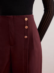 Butonlu Bölünmüş Geniş Paça Pantolon