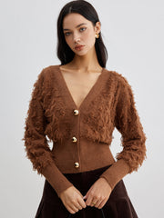 Ham Kenarlı Düğmeli Kemerli Hırka