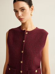 Düğmeli Rahat Örgü Yelek