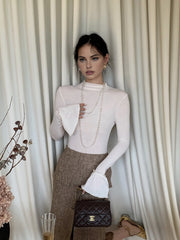 Düz Volanlı Manşetli Triko Üst