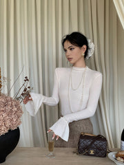 Düz Volanlı Manşetli Triko Üst