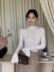 Düz Volanlı Manşetli Triko Üst