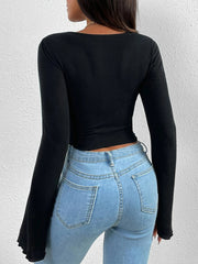 Asimetrik Kalp Yaka Örme Bluz