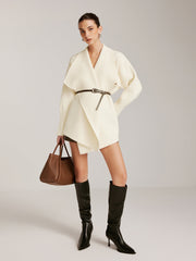 Asimetrik Düz Kemerli Triko Dış Giyim