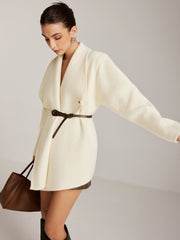 Asimetrik Düz Kemerli Triko Dış Giyim