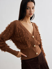 Ham Kenarlı Düğmeli Kemerli Hırka