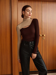 Kesik Detaylı Renk Bloklu Üst