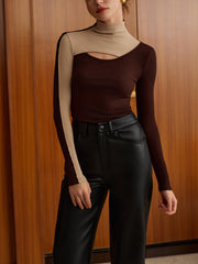 Kesik Detaylı Renk Bloklu Üst