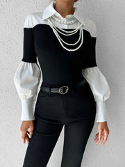 Renk Bloklu Polo Yaka Üst