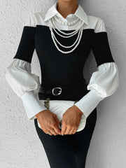 Renk Bloklu Polo Yaka Üst