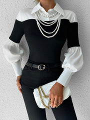 Renk Bloklu Polo Yaka Üst