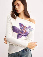 Çiçek Desenli Asimetrik Bluz